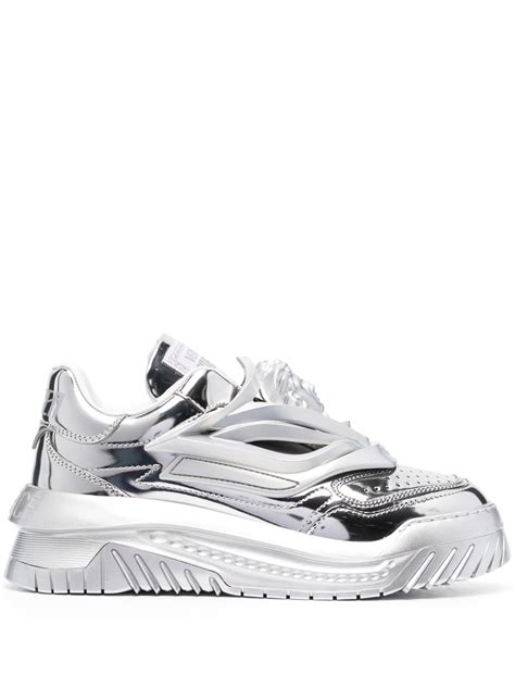 versace metallic tip leather sneaker|Versace sneakers white label.